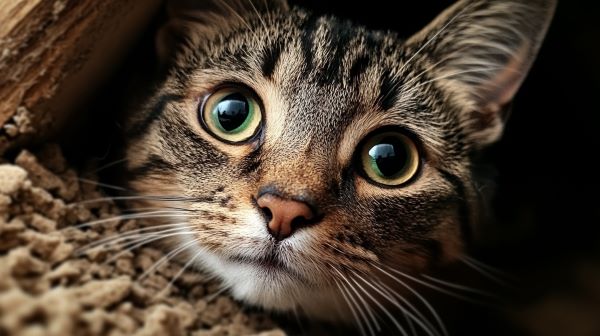 cat playing in cat litter